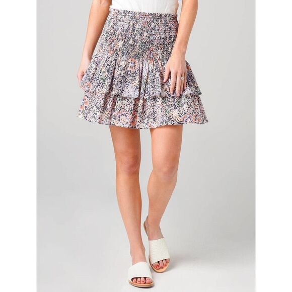 Rebecca Minkoff Frill Floral Print Raffle High Waisted Mini Skirt Size L - Picture 5 of 9